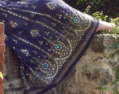Navy Blue Gypsy Skirt, Boho Maxi Skirt, Long Indian Peasant Skirt, Bohemian Skirt, Bollywood Belly Dance Sequined Skirt, Festival Clothing