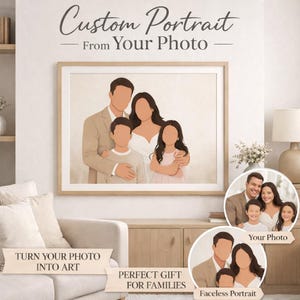 Hand-drawn Custom Faceless Family Portrait, Minimalist Digital Art (Digital Download)