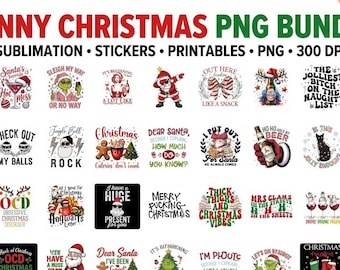 Lot de cliparts PNG drôles de Noël • Motifs de sublimation des fêtes