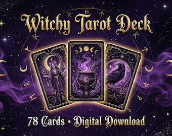 Witchy Tarot Deck • Dark Celestial Art, Shadow Work (Digital Download)