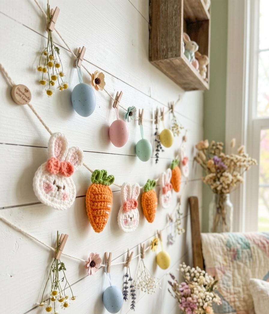 Crochet Bunny Carrot Garland Pattern PDF| Instant Download PDF - Etsy ...