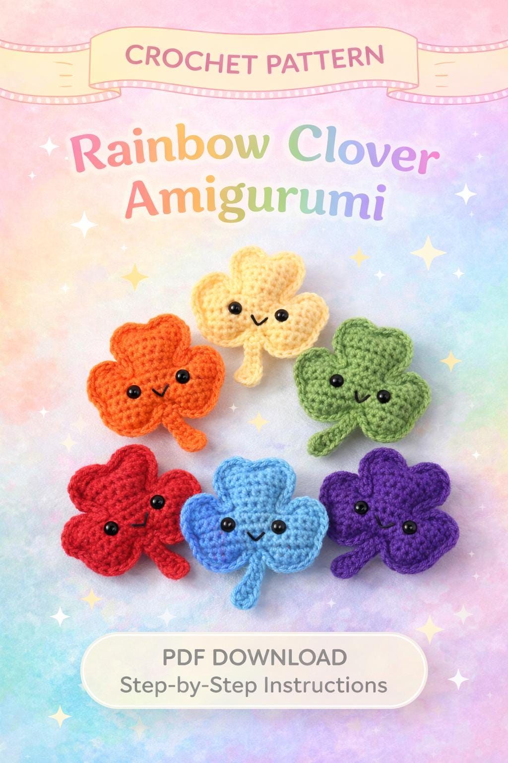 Rainbow Clover Amigurumi Pattern
