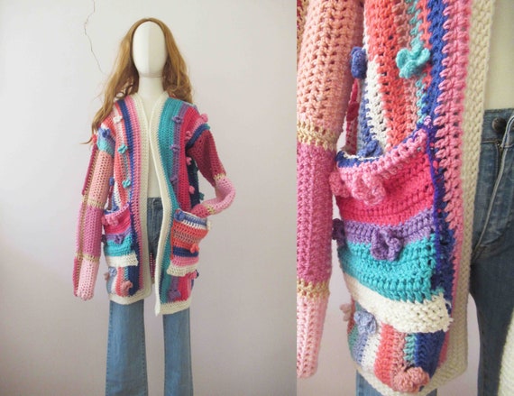 Handmade Repurposed Knit Granny Coatigan Cardigan… - image 2