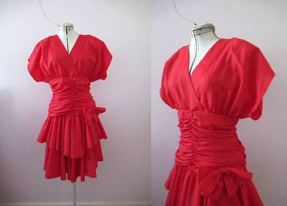Vintage 80s Red Prom Dress Small
