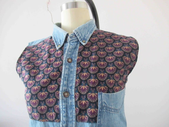 Vintage 80s Wrangler Hero Liberty Print Denim Vest