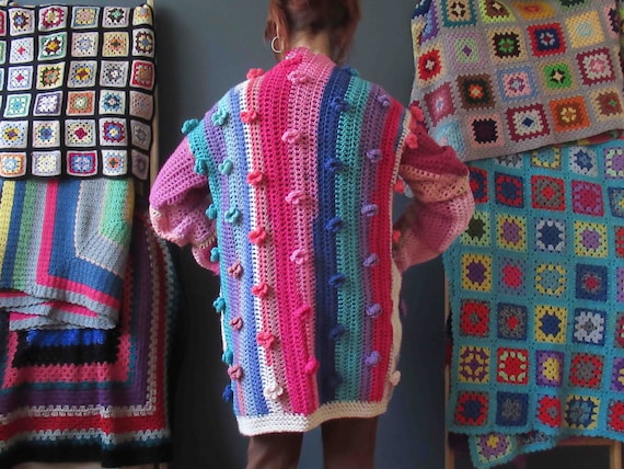Handmade Repurposed Knit Granny Coatigan Cardigan… - image 4