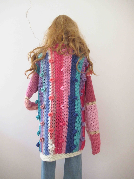 Handmade Repurposed Knit Granny Coatigan Cardigan… - image 5