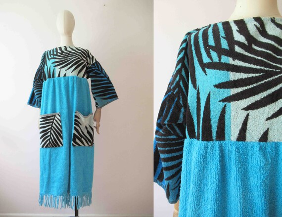 Handmade Upcyled Terry Cloth Beach Pool Robe Maxi… - image 2