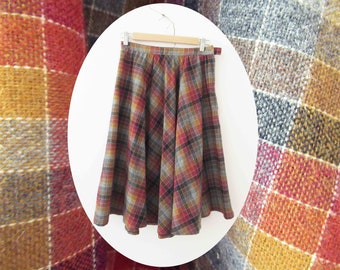 Vintage 80s Gathered Wool Blend Check Winter Skirt Small  20% Off for 2 or more items MORETHANONE20