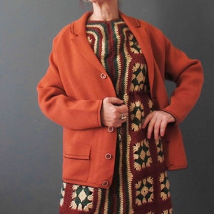 Vintage 60s Double Wool Knit Pumpkin Spice Cardigan Jacket  Small Medium 20% Off for 2 or more items MORETHANONE20