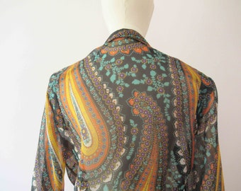 Vintage 70s Paisley Polyester Blouse Small Medium  20% Off for 2 or more items MORETHANONE20