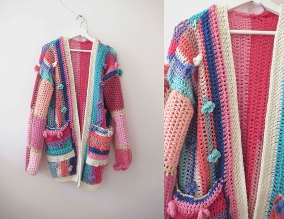 Handmade Repurposed Knit Granny Coatigan Cardigan… - image 9