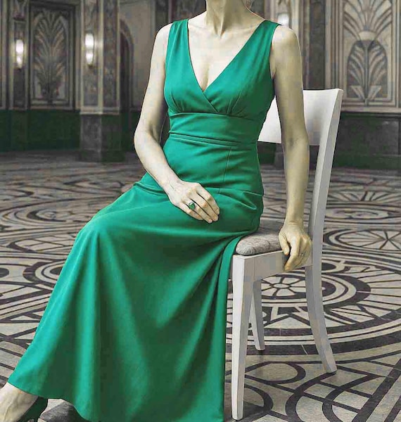 green emerald velvet dress Green Spot Empire Waist Midi Dress – Needs No Label main image 1