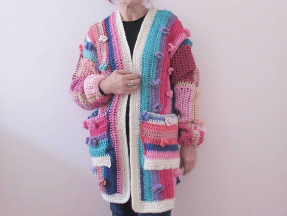Handmade Repurposed Knit Granny Coatigan Cardigan… - image 8