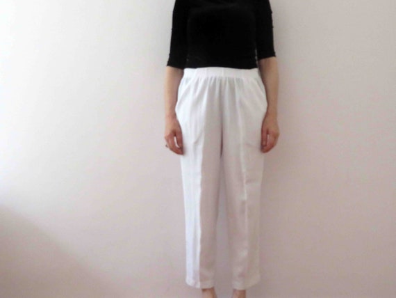 80s Poly Cotton Bright White Cheesecloth Elastic C