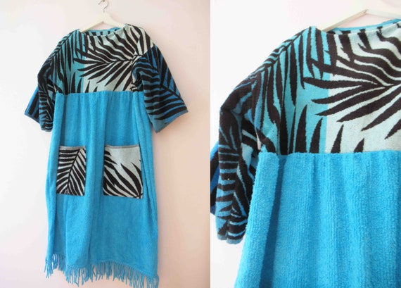 Handmade Upcyled Terry Cloth Beach Pool Robe Maxi… - image 8