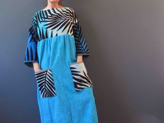 Handmade Upcyled Terry Cloth Beach Pool Robe Maxi… - image 1