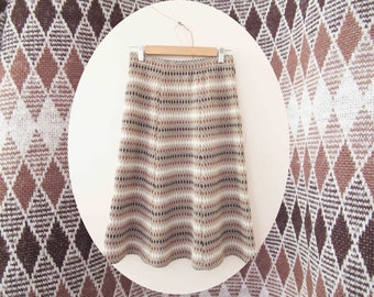 Vintage 70s A Frame Double Poly Knit Diamond Print Mod Skirt Small 20% Off for 2 or more items MORETHANONE20