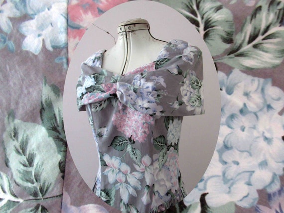 80s does 50s Floral Cotton Dress Small