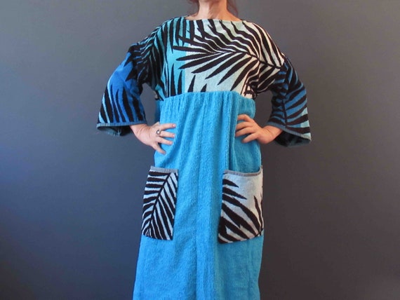 Handmade Upcyled Terry Cloth Beach Pool Robe Maxi… - image 3