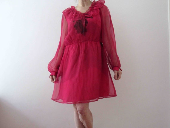 Vintage 70s Hermann Lange Collection Raspberry Red