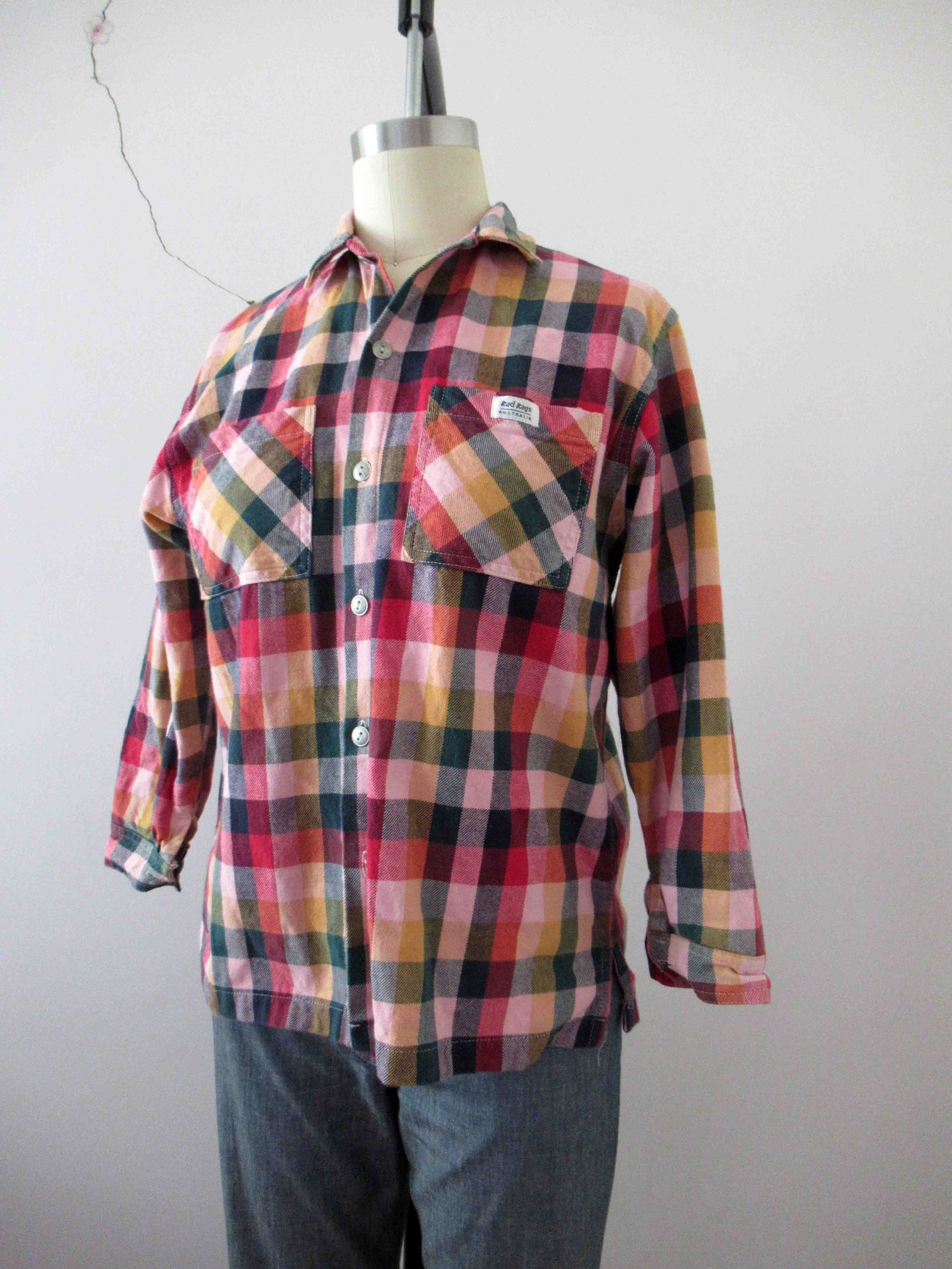 Vintage 80er Jahre rosa Check Baumwolle westlichen Stil Shirt | Etsy