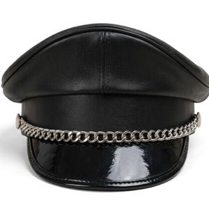 Black Leather Baker Boy Cap - Etsy display picture 1