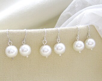 10mm simple pearl bridesmaids earring, wedding jewelry (EP003) (Choose your colours)