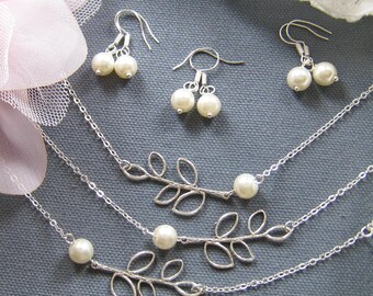 Set of 7, 8, 9 bridesmaid necklace, bridesmaid gift, bridesmaids gift, gifts, pearl necklace, wedding jewelry - W048