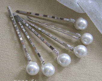 Set of 6 pcs - 10mm pearl hair pin/bobby pin, hair accessories, wedding jewelry (H-001) (Choose your pearl colour)