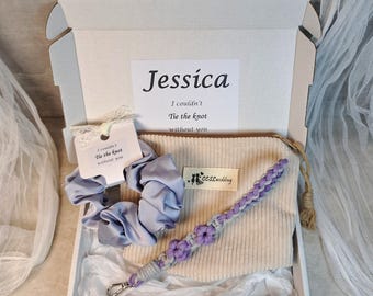 Bridesmaid gift set | phone strap | custom bridesmaid proposal | wrist lanyard | wedding clutch | Personalized gift box