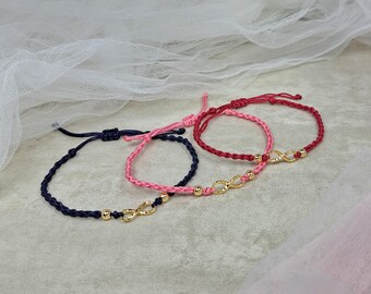 Personalized Infinity Bridesmaid Bracelet | 14K Gold Plated, Thread WBT005