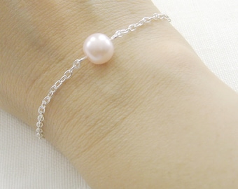 Simple chic single pearl bracelet, bridesmaids bracelet, wedding jewelry - BR001 (Choose your pearl colour)