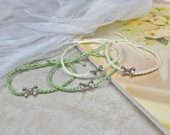 Bridesmaid Proposal Gift | Silver Bow Thread Bracelet WBT-001