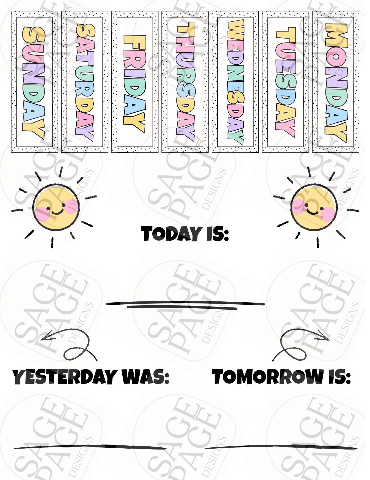 Retro Pastel Days of the Week Chart | Interactive Preschool Homeschool ...