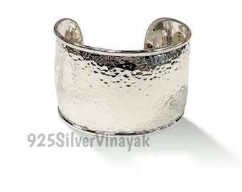 Bransoletka mankietowa z kutego srebra próby 925, szerokość 40 mm, minimalistyczna bransoletka dla kobiet