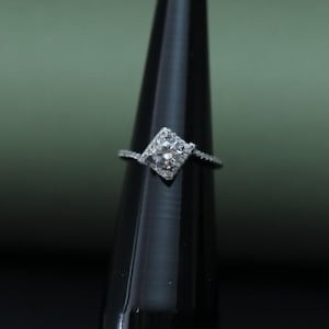 Lab Grown Pointer Diamond Ring, 14K Solid Gold, Mid-Century Style