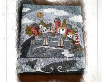 DOWNLOAD - Punch Needle Embroidery Pattern - (Nantucket by Sea) (PNP152) - by Kate Gillery at © Briar Cottage Studio