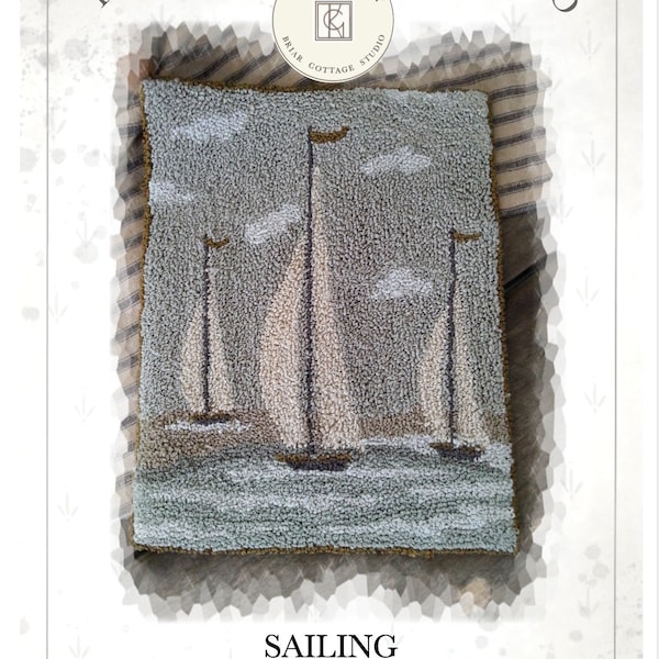 PRINTED - Needle Punch embroidery Pattern - (Sailing) (PNP124P) - by Kate Gillery at © Briar Cottage