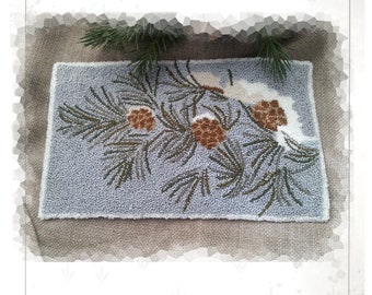DOWNLOAD - Punch Needle Embroidery Pattern - (Snowy Pines) (PNP 179) - by Kate Gillery at © Briar Cottage Studio