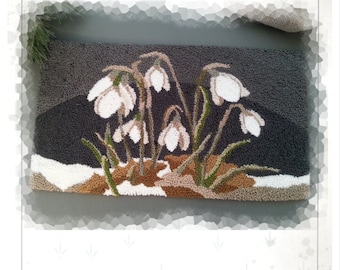 DOWNLOAD - Punch Needle Embroidery Pattern - (Snowdrops) (PNP181) - by Kate Gillery at © Briar Cottage Studio