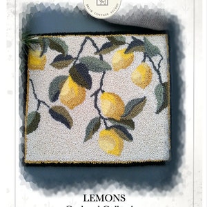 PRINTED - Needle Punch embroidery Pattern - (The Orchard Collection: LEMONS) (PNP188P) - by Kate Gillery at © Briar Cottage