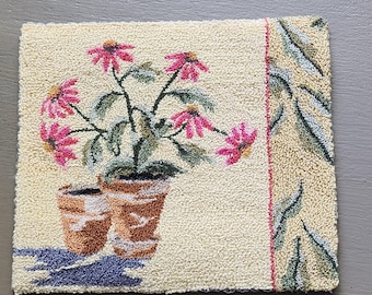 TERMINADO - Punch Needle - (Equinácea en maceta) - diseñado y perforado por Kate Gillery en © Briar Cottage