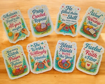 Christian Crochet Stickers | Faith-Based Maker Decals | The Faithful Fiber Collection™