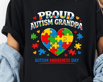 Rompecabezas de corazón de abuelo autista orgulloso PNG: Diseño de apoyo a la neurodiversidad (descarga digital)