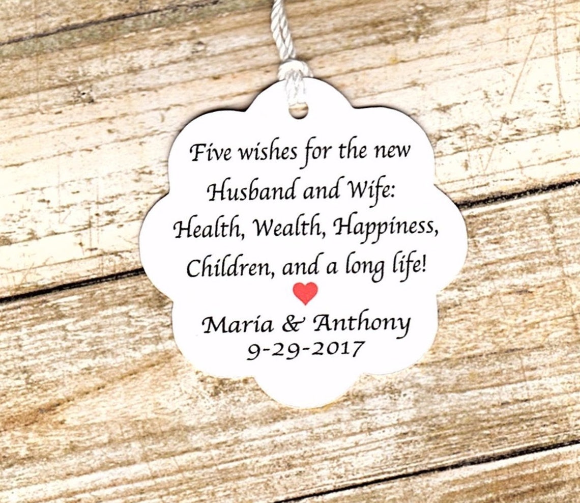 Custom Jordan Almond Tags5 Almond Wishes Five Wishes Poem Etsy