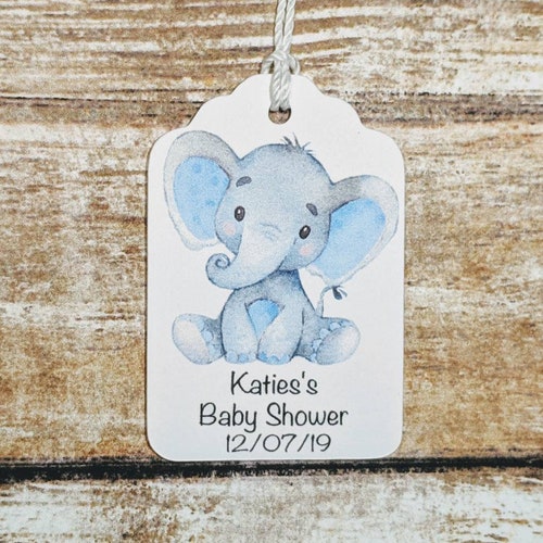 Boy Elephant Baby Shower Tags Baby Shower Party Favor Tags Etsy