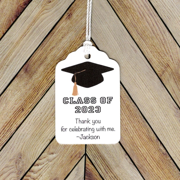 Graduation Favor tags - PERSONALIZED Thank you tag, Graduation Favor tags, Gift tags, Hang Tags, class of 2023, GRADUATION party tags