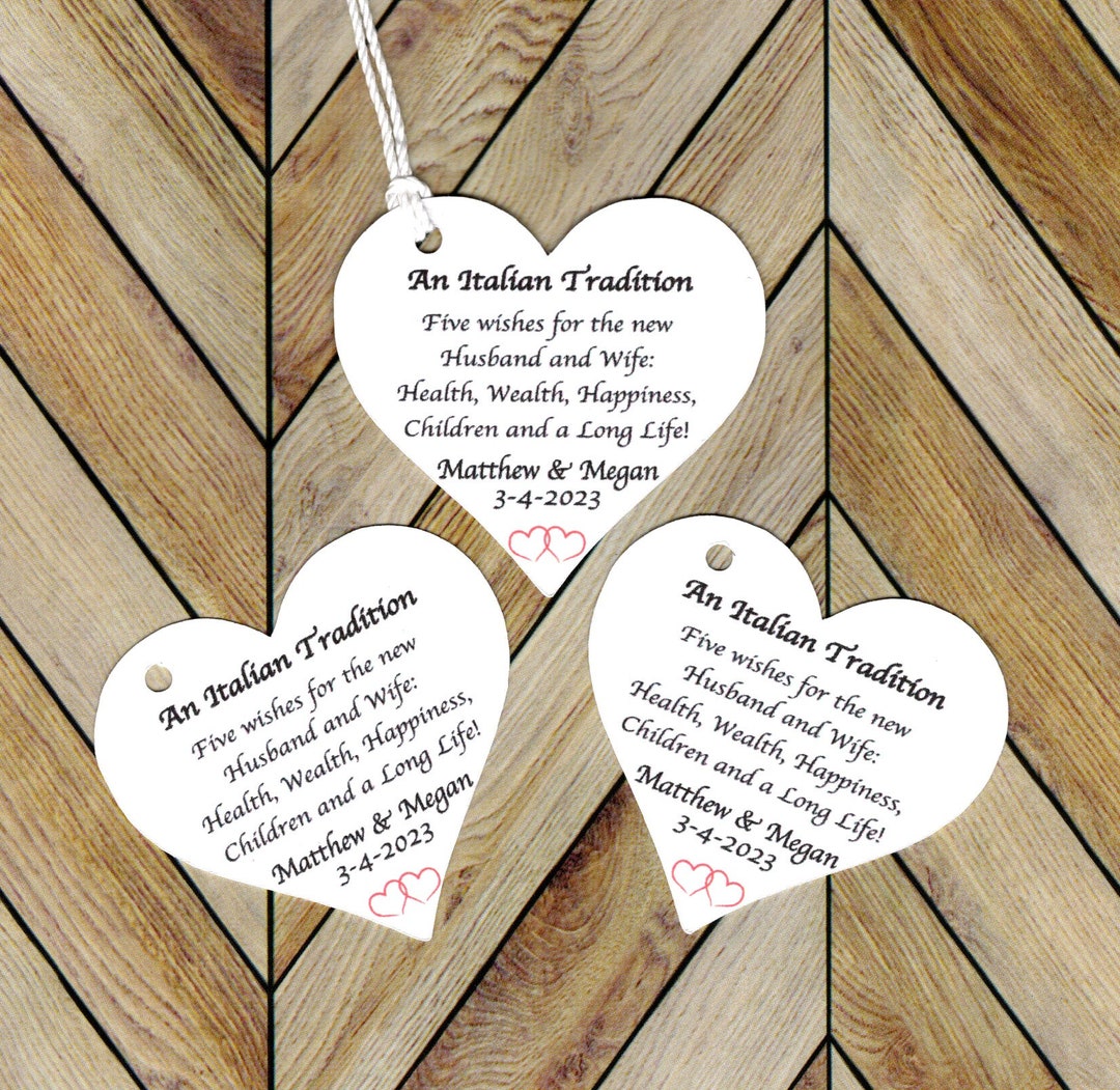 Personalized Jordan Almond Tags 5 Almond Wishes , Five Wishes Poem