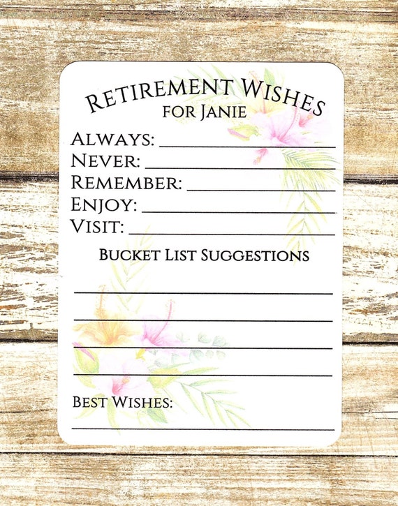 Retirement Wishes Tropical Flowers Advice For Etsy